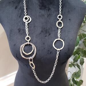 Premier Designs Silver & Gold Tone Open Circle Looped Chain Necklace